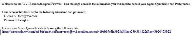 User Quarantine Account Information Message Barracuda User Quarantine Account Information Message