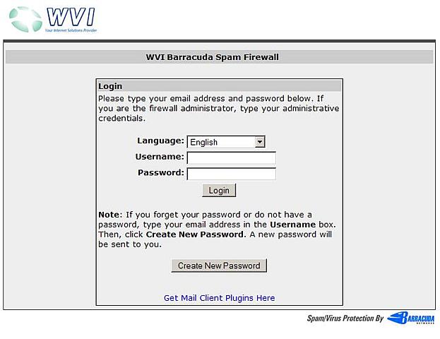 Login page