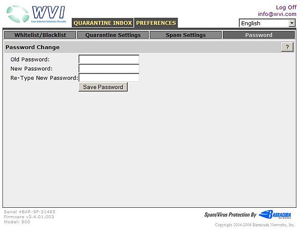 Password page