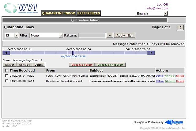 Quarantine Inbox Quarantine Inbox