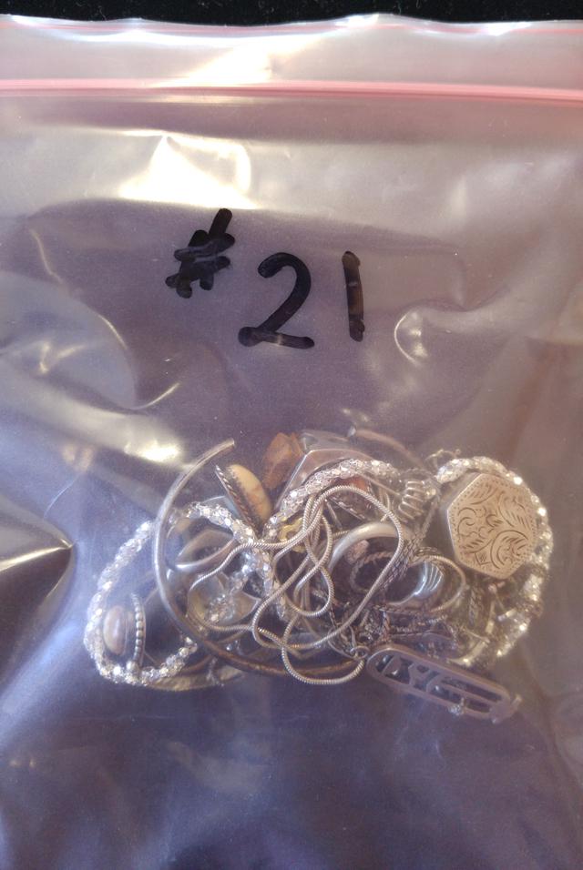 Bag of Silver appearing Jewelry, most marked Sterling, Approx. 117 grams total weight.
