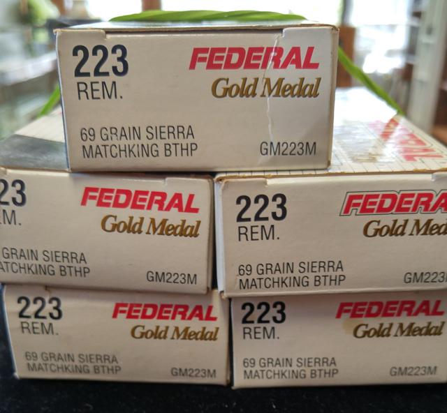223 REM. Federal Gold Medal 69 grain Sierra Matchking BTHP