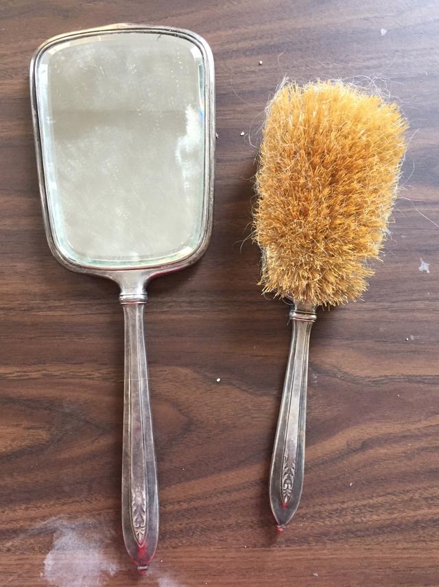 silver? brush and mirror set