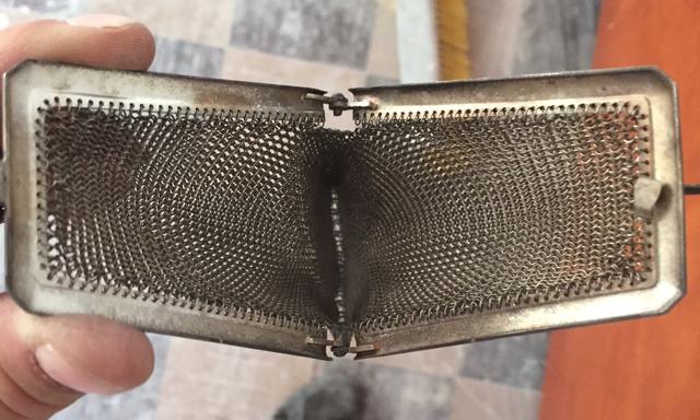 metal mesh purse, opened, from top