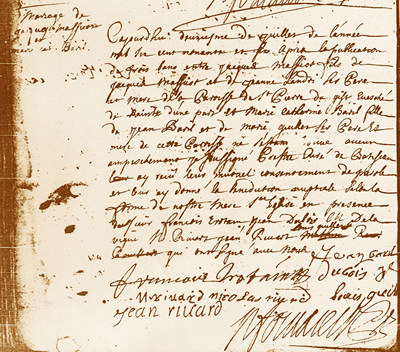 Jaques and Catherine's Marriage Document